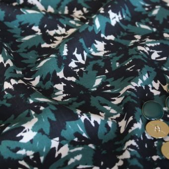 Tissu popeline de viscose "Flora" vert forêt - Eglantine et Zoé