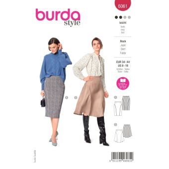 Patron Burda 6061 - jupe avec des découpe de jupe arrondies sur les côtés