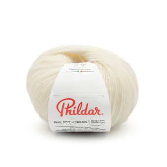Pelote de fil à tricoter Phil soie mérinos écru Phildar