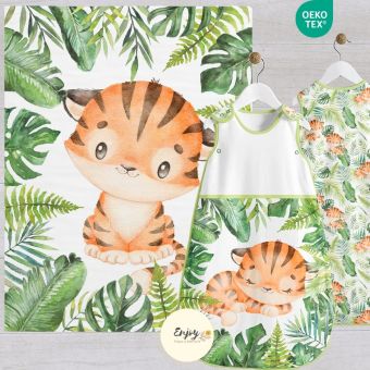 Panneau 100% Coton pour Couverture & Gigoteuse Bébé Animaux Tigre