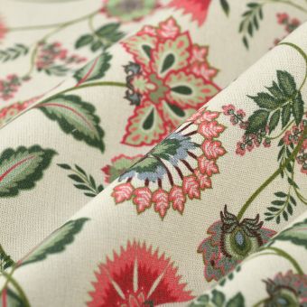 Tissu bachette floral Dehli rose vert