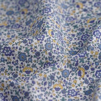 Tissu batiste coton bio petites fleurs bleues