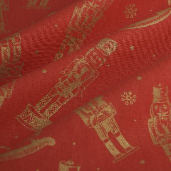 Tissu bachette Nutcracker or rouge