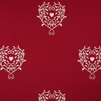 Tissu jacquard cœur Allover rouge grande largeur 