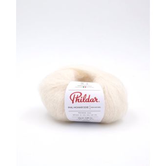 Pelote de fil à tricoter Phildar Mohair soie écru