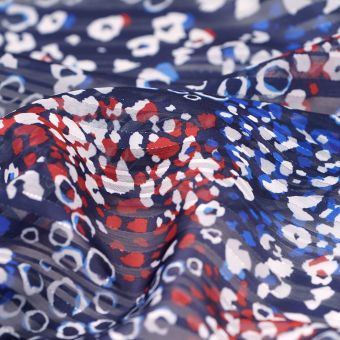Tissu mousseline fil lurex Léopard marine