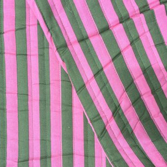 Coupon 2m matelassé rayures vert et rose - Promod Couture