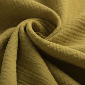 Tissu double gaze Gaby uni ocre