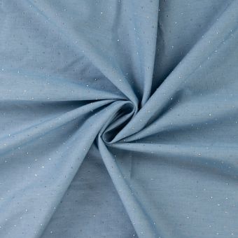 Tissu chambray strass bleu