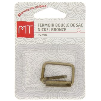 Fermoir boucle de sac en métal 25 mm bronze x1