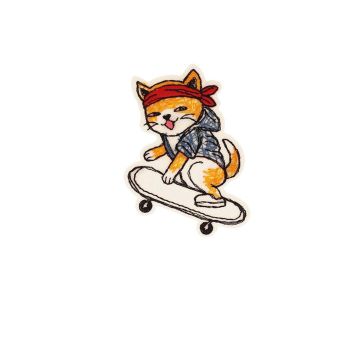Ecusson thermocollant chat ado 4,3cm x 6,3cm skateur