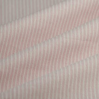 Tissu jeans fine rayure blanc rose