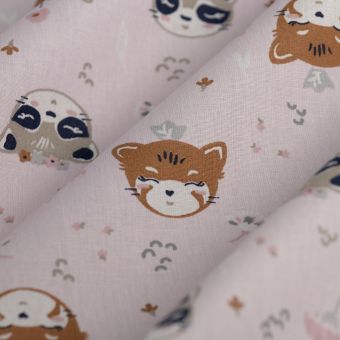 Tissu cretonne Anoki rose 