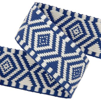 Sangle jacquard ethnique bleu 38 mm