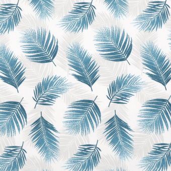 Tissu coton petites palmes bleues 