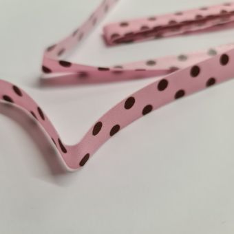 Ruban 1,5 cm x 2m thermocollant rose à pois marron