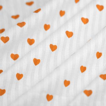 Tissu Seersucker coeur safran écru