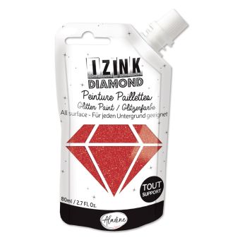 Peinture textile 3D paillettes izink diamond rouge 80 ml