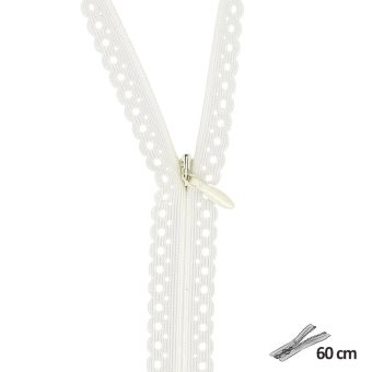 Fermeture dentelle géométrique n°3 - 60 cm Ecru