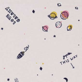 Tissu voile coton rose poudre petits motifs Galaxies