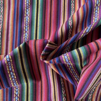 Toile bohème à rayures tissées rose