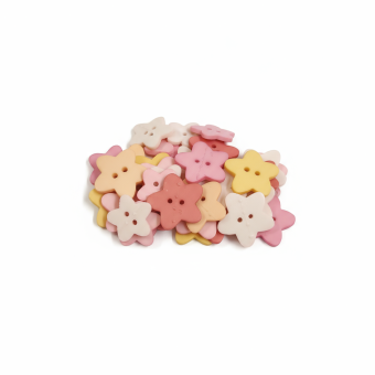 Sachet boutons fantaisie étoiles rose et jaune