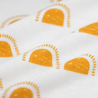 Tissu French terry demi soleil jaune