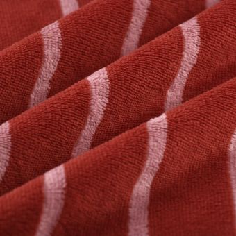Tissu éponge bambou rayure fine lie de vin rose