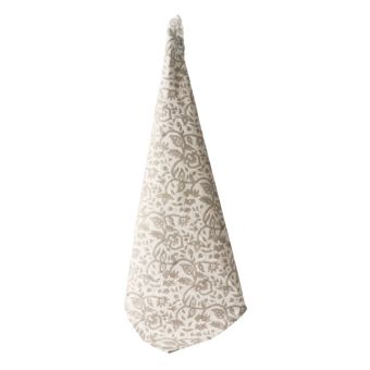 Torchon impression blockprint branchage taupe artisanat indien  - AU Maison