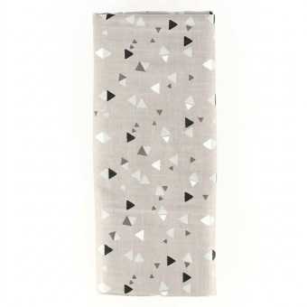 Coupon tissu 100% coton triangles géométriques 45x55cm gris clair