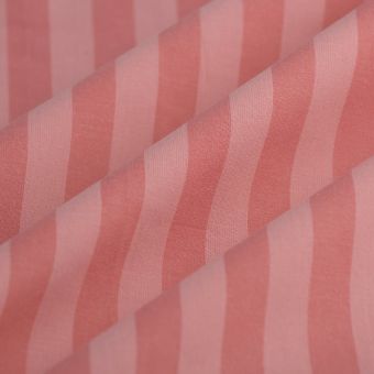 Tissu popeline coton rayure moyenne rose