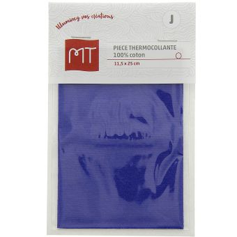 Pièce thermocollante percale 11.5 x 25 cm bleu roi