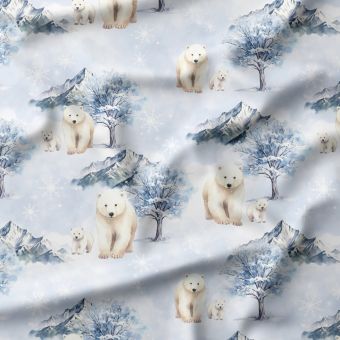 French Terry coton imprimé Ours Polaire – Oeko-Tex®