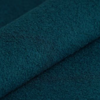 Tissu laine bouillie bleu canard