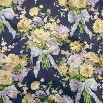 Batiste de coton Liberty x Bridgerton 2026 - bow bouquet marine - Tana Lawn® 