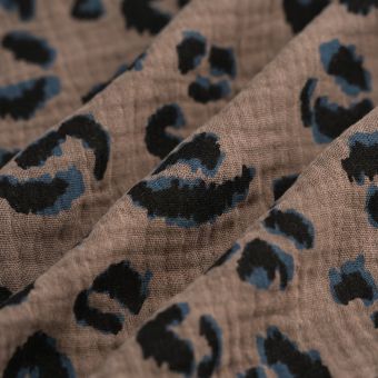Tissu double gaze léopard beige