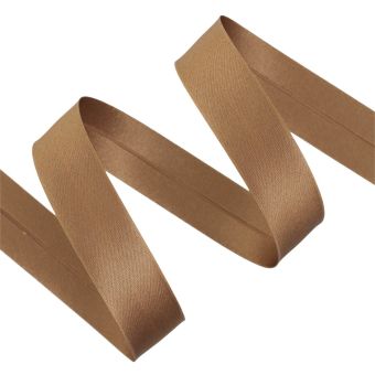 Biais satin polyester 20mm(10+10) noisette