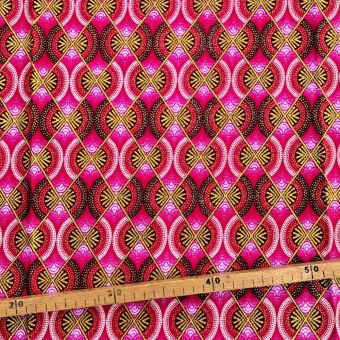 Tissu Wax pailleté rose imprimé Demi-lunes - 50x120cm