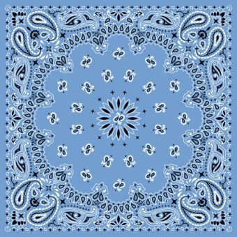 Tissu Satin de Coton Bandana Paisley 66 Bleu Bébé, coupon 1m x laize (160cm)