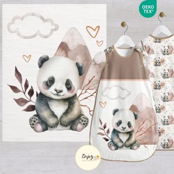 Panneau 100% Coton pour Couverture & Gigoteuse Bébé Animaux Panda