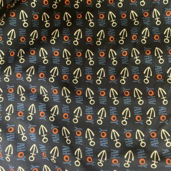 Maille jersey coton bio léger marine motifs ancres ahoy - Albstoffe