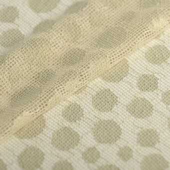 Tissu dentelle gros pois or