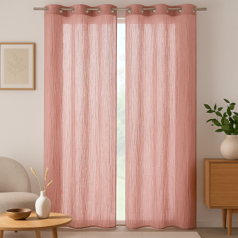 Voilage Singapour effet double gaze terracotta 130x250 cm