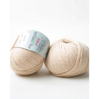 Pelote de fil à tricoter Caresse beige - Phildar