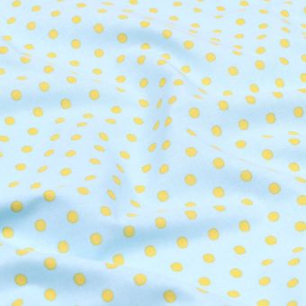 Tissu cretonne imprimé petit pois bleu ciel 