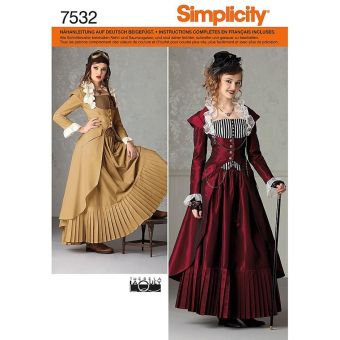 Patron Simplicity S2172.HH-(S7532) - robe historique jupe veste bustier T 34 à 40