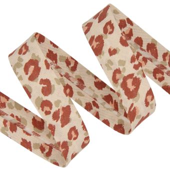 Biais fantaisie léopard kaki rouille 20 mm