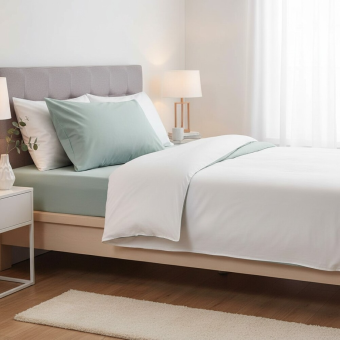 Taie d'oreiller percale vert d'eau 50x70cm MT