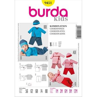 Patron Burda 9451 Kids Coordonnés de 1 à 12 mois