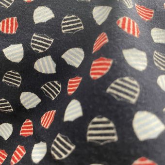 Maille jersey coton imprimée petit bouclier rayés multico - Fait en France